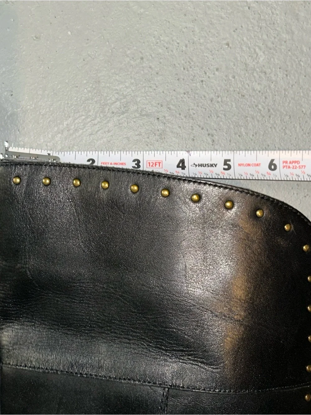 Black Studded Knee High Riding Boots Gold Buckle Equestrian Moto Biker 6.5M